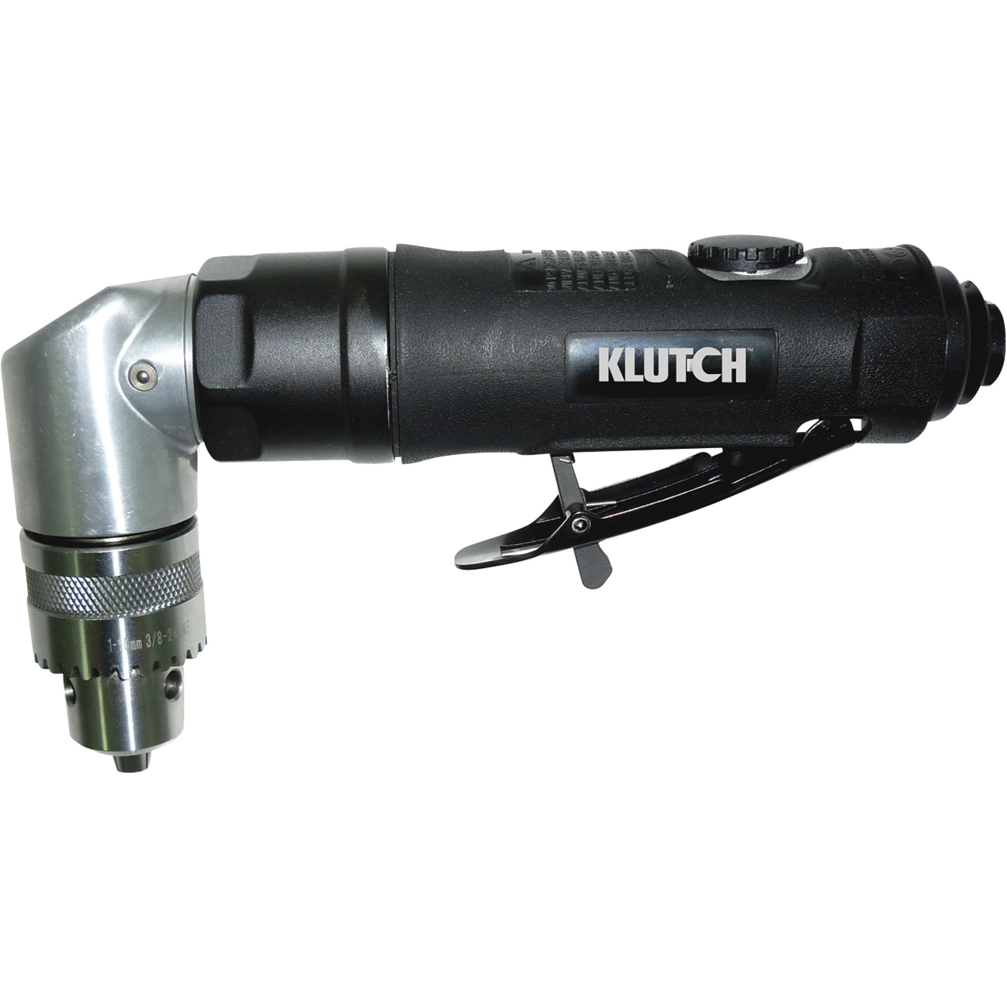 Klutch Low-Noise 90° Angle Air Drill, 3/8in. Chuck, 1800 RPM, 3 CFM